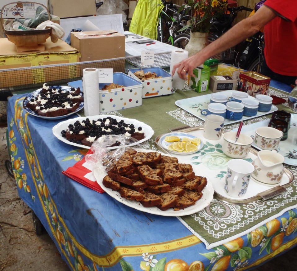 Tea and cake at Ddol Farm.