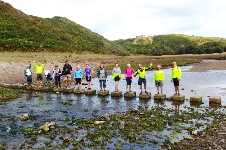 Three Cliffs Bay stepping stones.